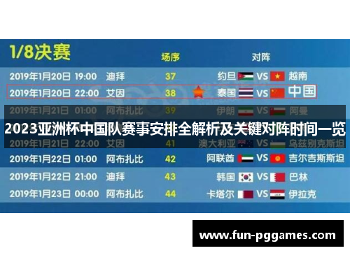 2023亚洲杯中国队赛事安排全解析及关键对阵时间一览 2023亚洲杯中国队赛事安排全解析及关键对阵时间一览